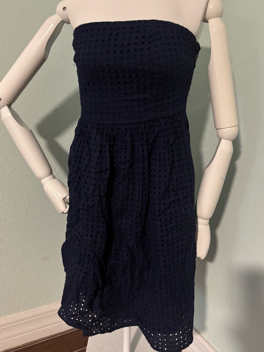 Old Navy Strapless Navy Eyelet Sundress